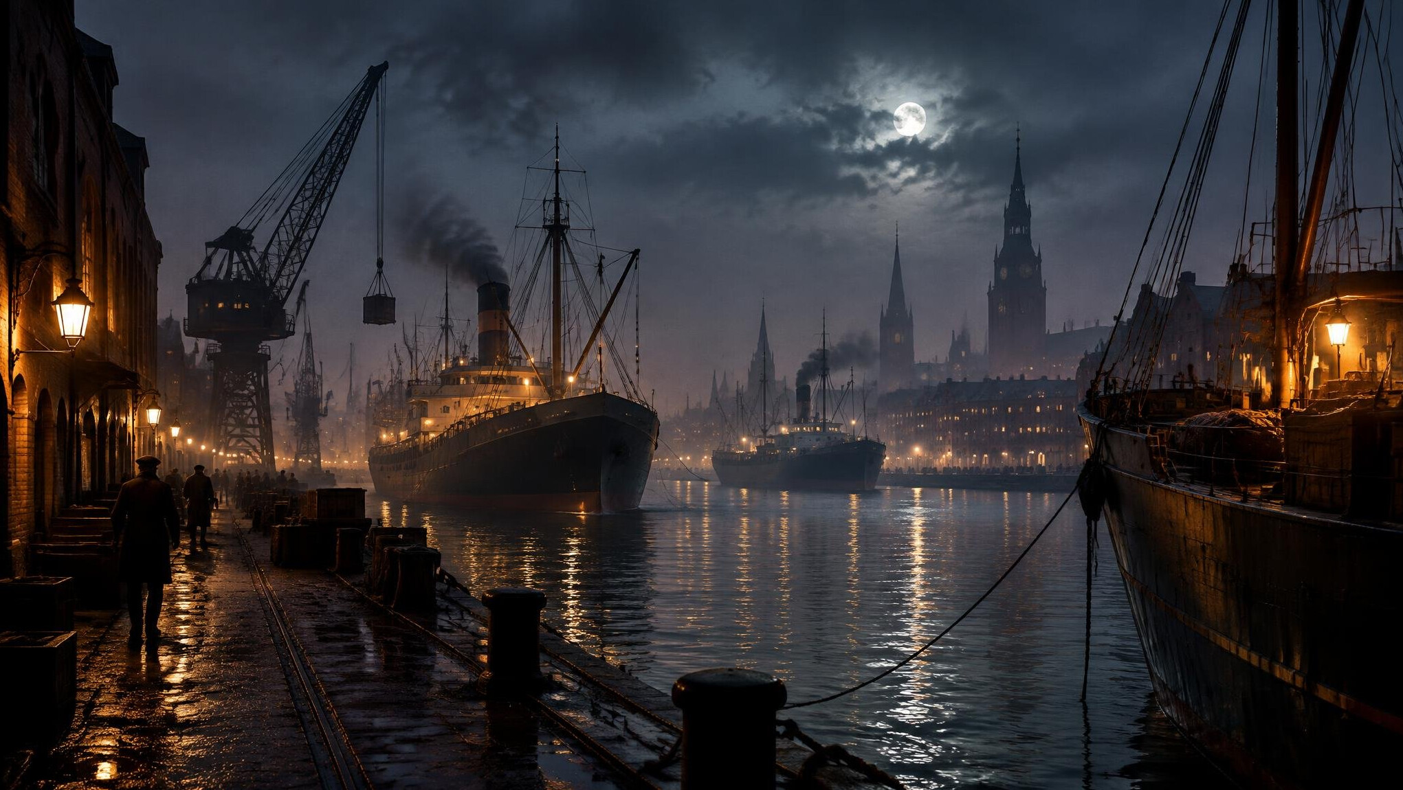 old hamburg harbor ships