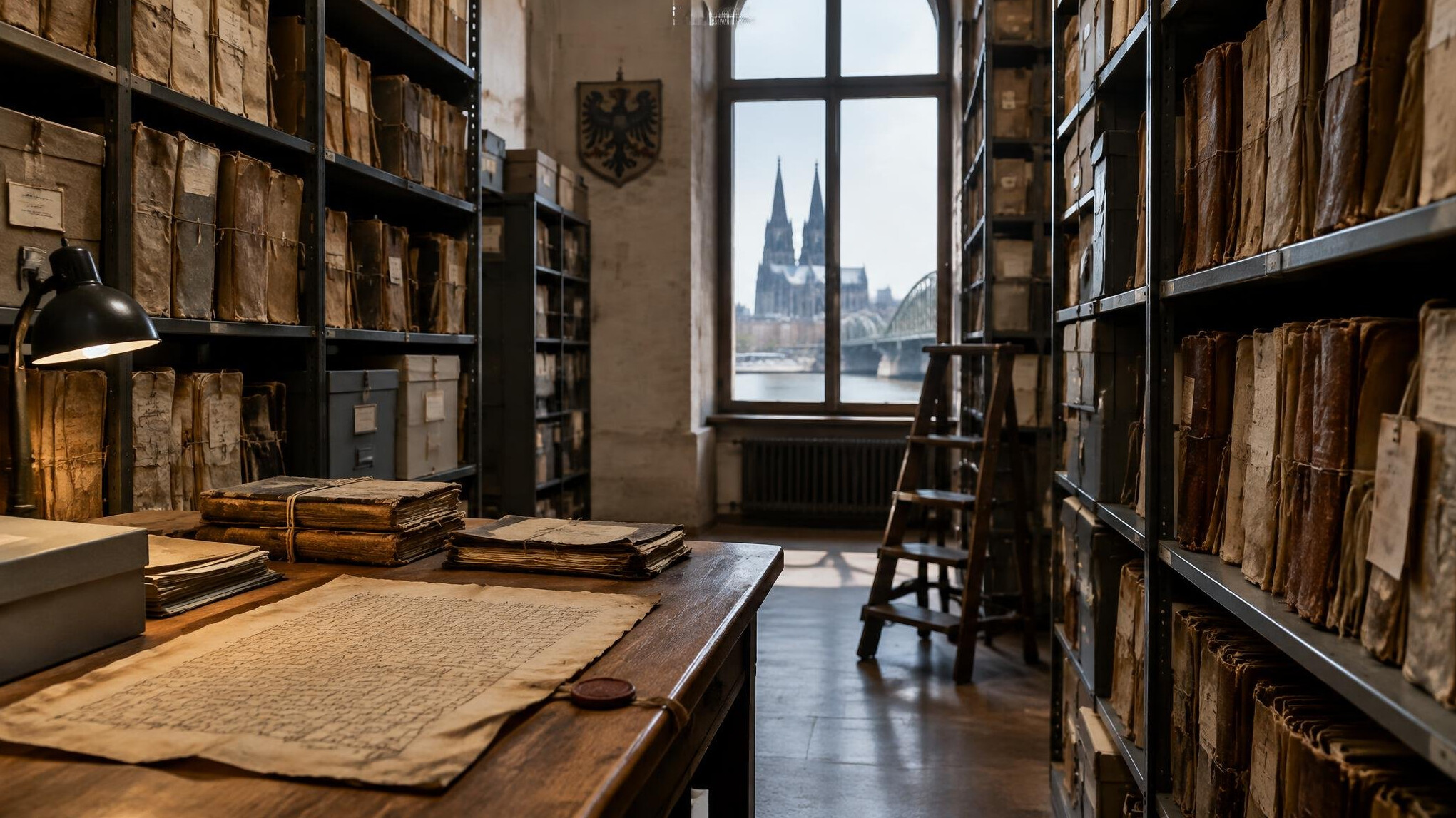 old archive room with documents